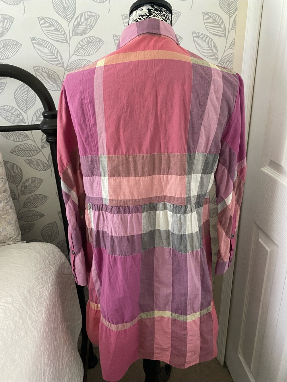 Burberry Brit Pink Nova Check Cotton Button Front Tunic Size XL - Picture 4 of 10